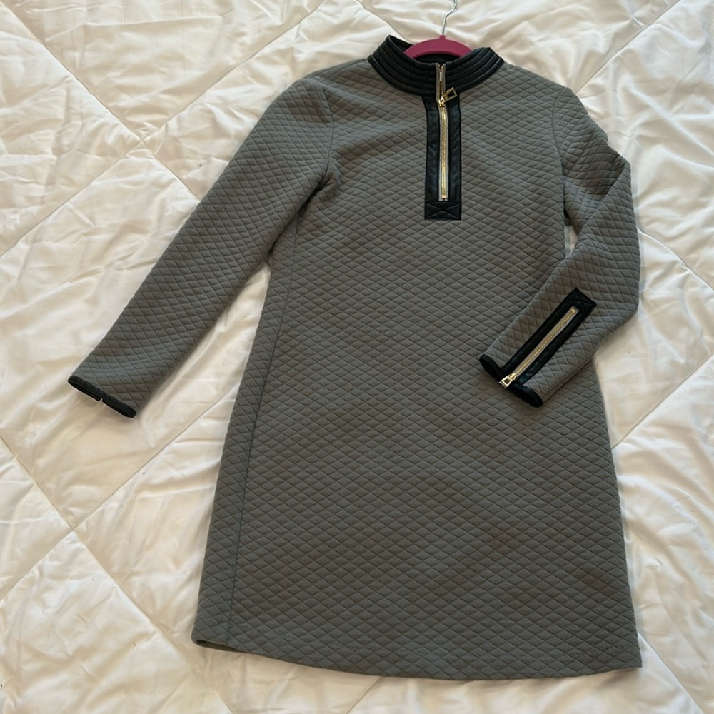 Sail to Sable dress grey with black pu leather trim. Size 6